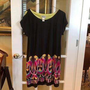Brand: Robbie Bee dress . Size 12. Color: black, pink, yellow. Measurements 16”
